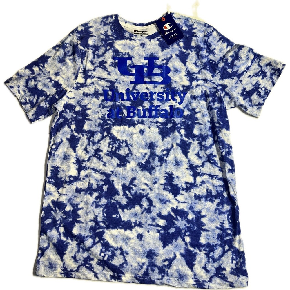 University at Buffalo UB Bulls NWT Blue Tie-Dye T-Shirt Champion Men's Size M